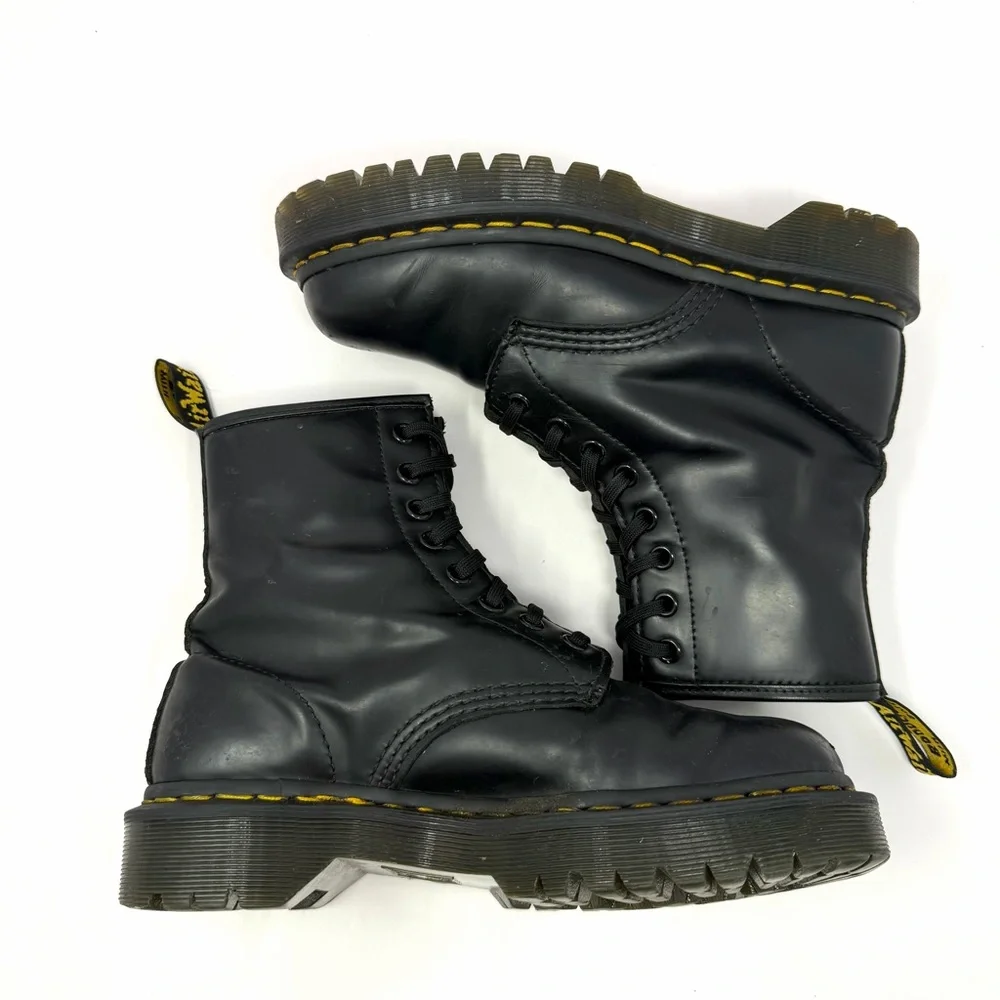 Dr. Doc Martens Women’s Bex 1460 Combat Boots Sz 7 Black Smooth Leather 25345 - Picture 5 of 10